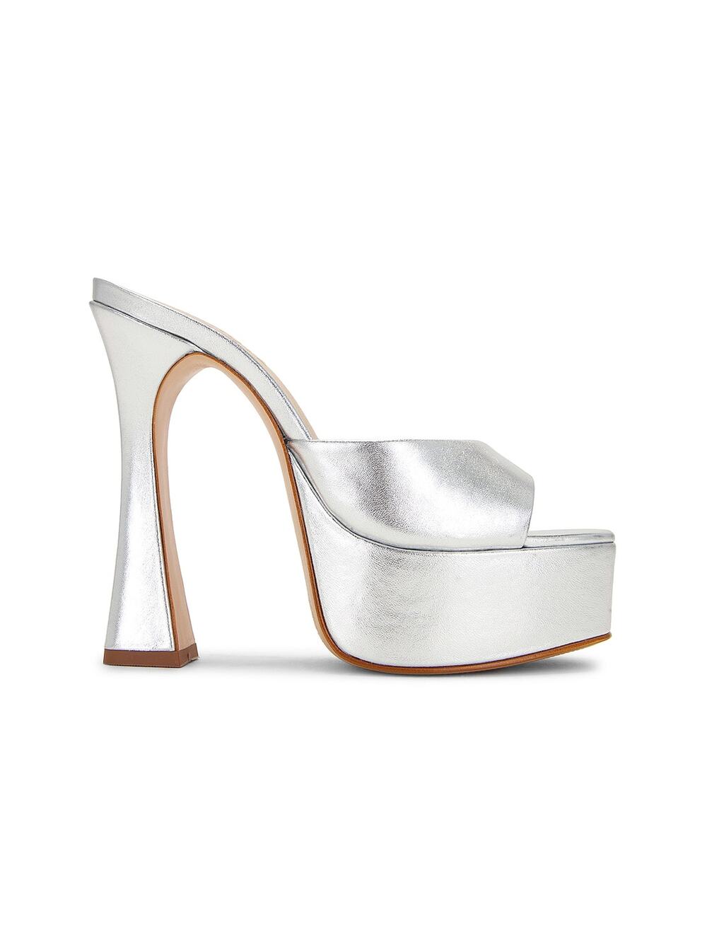 Schutz Metallic Prata Ellis Platform Mules Size 7